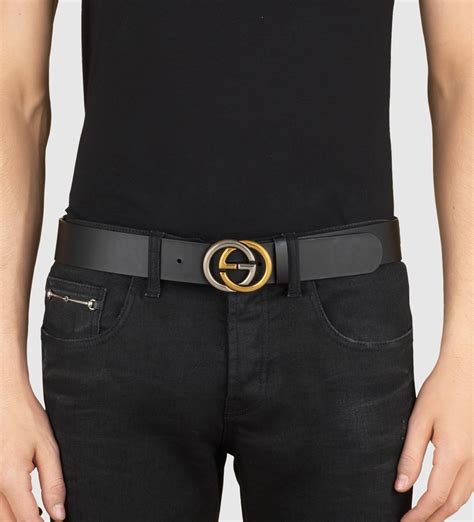 gucci thin belt with interlocking g buckle|Gucci interlocking g reversible belt.